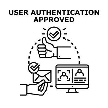 User authentication approved concept with security verification Illustrazione stock