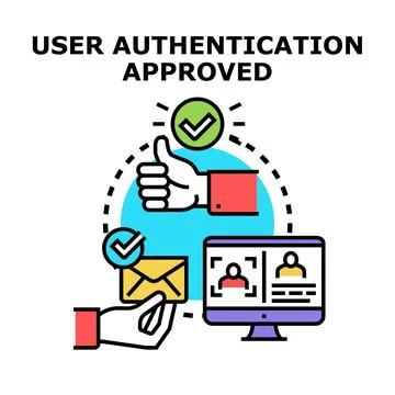 User authentication approved concept with security verification Stock Illustration