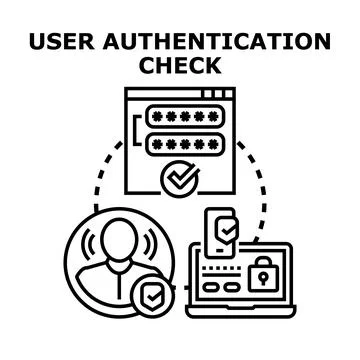 User authentication check protecting online account access Stock Illustration