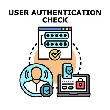 User authentication check protecting online account access Stock Illustration