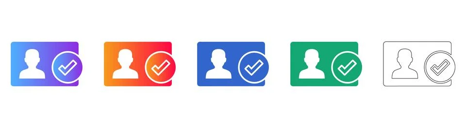 User Authentication Checkmark Icon Set Stock Illustration