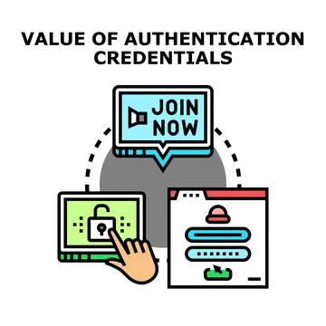 User authentication credentials access data security concept Stock Illustration