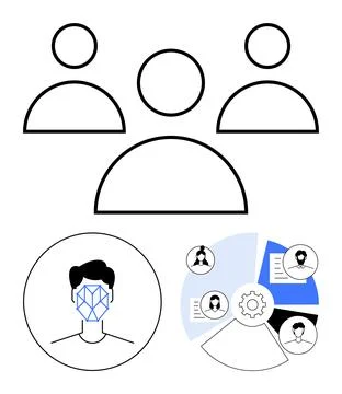 User authentication, facial recognition, identity verification, digital secur Stock Illustration