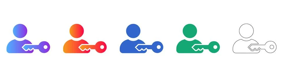User Authentication Key Icon Set Stock Illustration