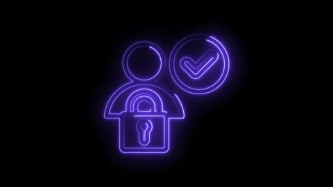 User authentication neon icon animation depicting security and validation over Stock Footage 330785270
