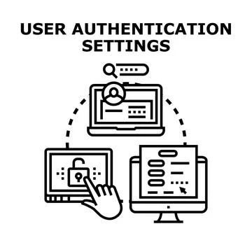 User authentication settings managing digital identity security Stock Illustration