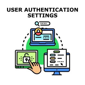 User authentication settings managing digital identity security Stock Illustration