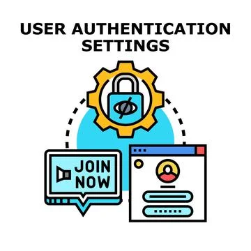 User authentication settings managing security online 스톡 일러스트
