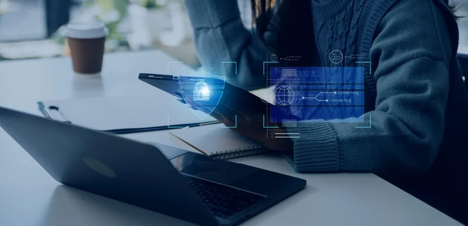 User authentication system with username and password, cybersecurity concep.. Foto stock