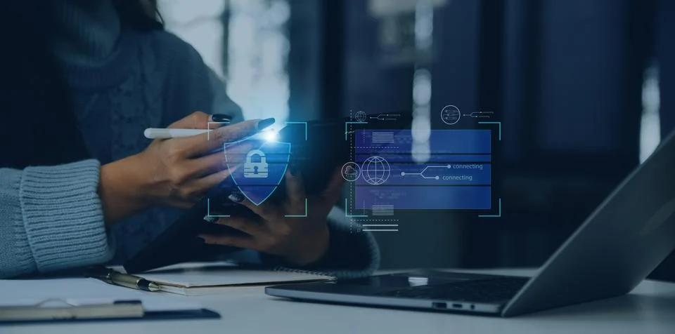 User authentication system with username and password, cybersecurity concep.. Foto stock