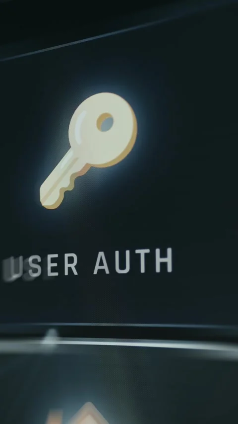 User authorization concept illustrated with glowing key graphic Stock Footage 335867107