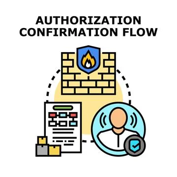 User authorization confirmation process flow concept Stock Illustration