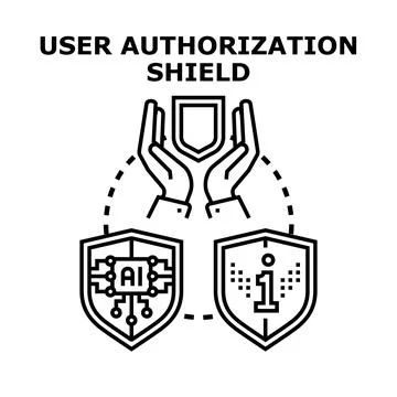 User authorization shield protecting digital data Stock Illustration