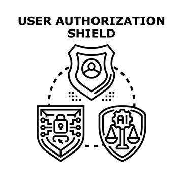 User authorization shield protecting digital access security イラスト素材
