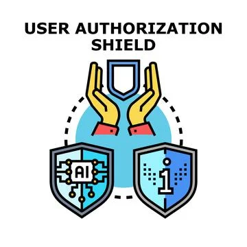 User authorization shield protecting digital data Stock Illustration