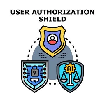User authorization shield protecting digital access security イラスト素材