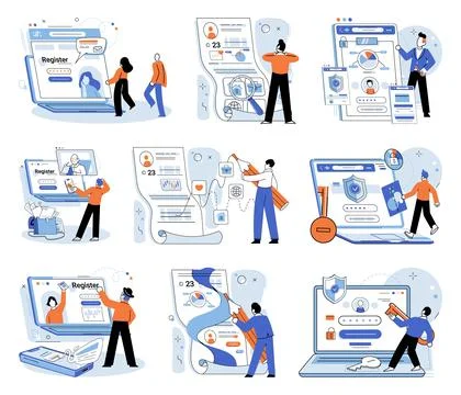 User authorization. User authentication methods ensure validity access requests Stock Illustration