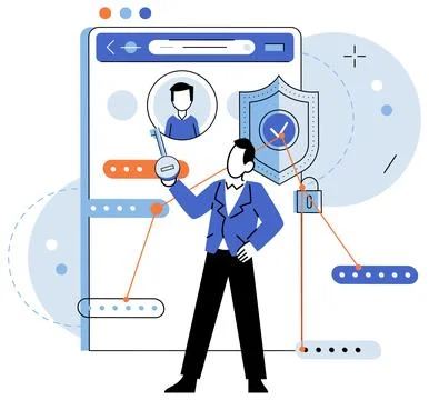 User authorization. Vector illustration. Communication channels should be sec 스톡 일러스트