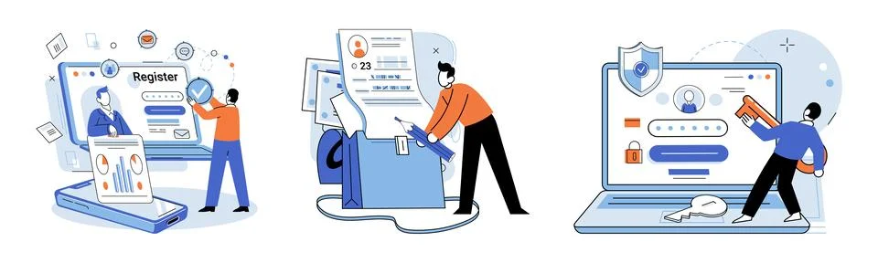 User authorization. Vector illustration. Completing entry form accurately is  Stock Illustration