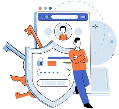 User authorization. Vector illustration. Personal information must be kept pr Stock Illustration