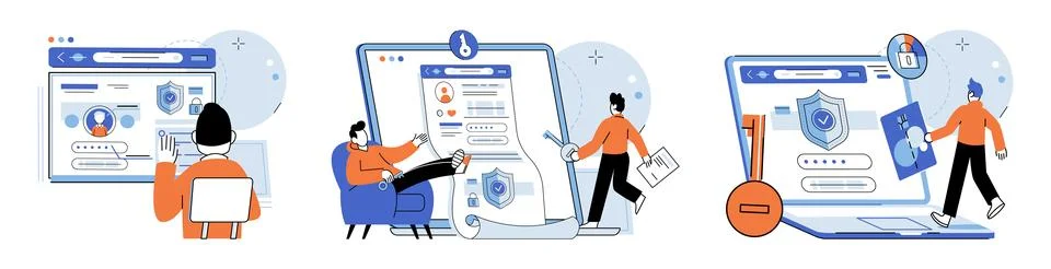User authorization. Vector illustration. Privacy protection measures are esse Stock Illustration