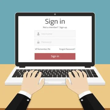 User authorization on web browser window on computer. 스톡 일러스트