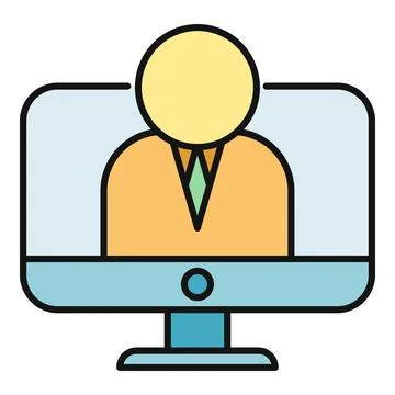 User avatar appearing on computer screen during online meeting Stockillustratie