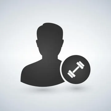 User avatar with dumbbell icon Illustrazione stock