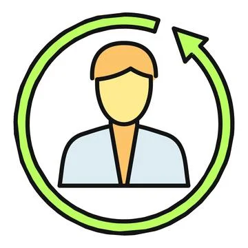 User avatar revolving refresh cycle flat icon design Stock Illustration