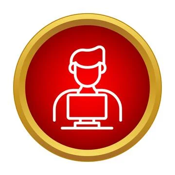 User avatar working on desktop computer icon 库存插图