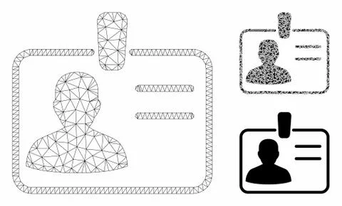 User Badge Vector Mesh Carcass Model and Triangle Mosaic Icon Illustrazione stock