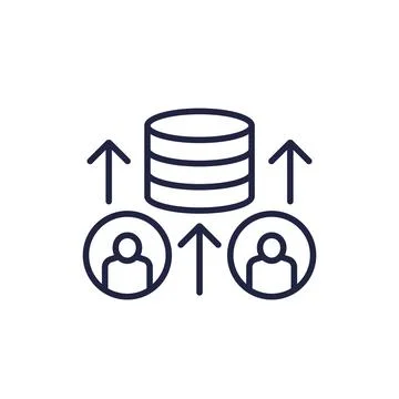 User base, collect data line icon Illustrazione stock