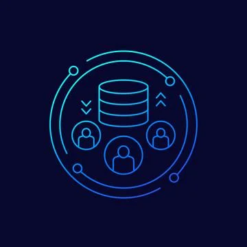 User base icon, linear design Illustrazione stock