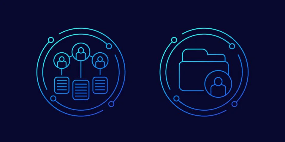 User base, personal data icon, linear design Illustrazione stock