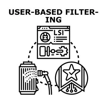 User based filtering data processing and recommendation concept イラスト素材