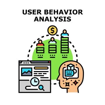 User behavior analysis exploring digital marketing concepts Stock Illustration