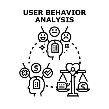 User behavior analysis representing customer data research Stock Illustration