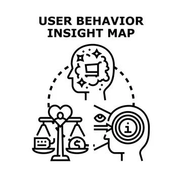 User behavior insight map analyzing customer purchasing decisions Illustrazione stock