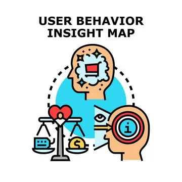 User behavior insight map analyzing customer purchasing decisions Illustrazione stock