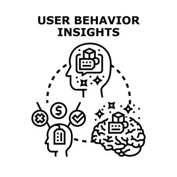 User behavior insights researching mind thinking process Stock Illustration
