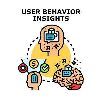 User behavior insights researching mind thinking process Stock Illustration