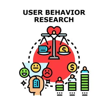 User behavior research with customer experience and purchase choice Stock Illustration