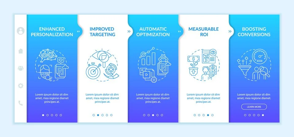 User behaviour analytics onboarding vector template Illustrazione stock