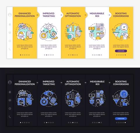 User behaviour analytics onboarding vector template Illustrazione stock