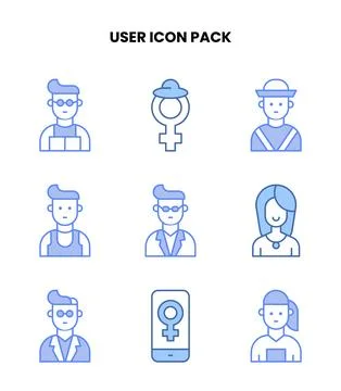 User Blue Vector Icons Pack Stock Illustration