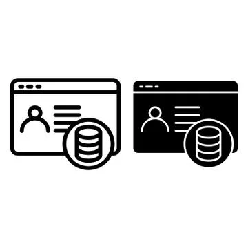 User browser with coins line and glyph icon. User and money vector illustration Stock Illustration