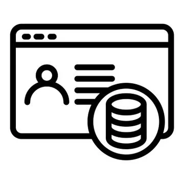 User browser with coins line icon. User and money vector illustration isolated Ilustração Stock