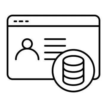 User browser with coins thin line icon. User and money vector illustration Ilustração Stock