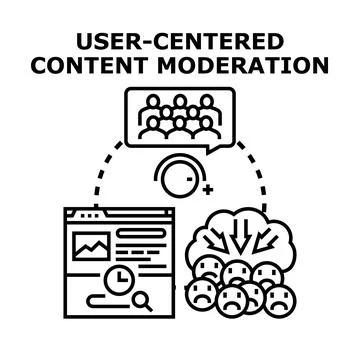 User centered content moderation process illustration Stock Illustration