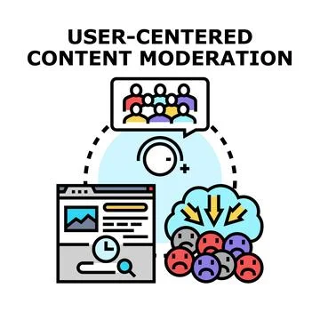 User centered content moderation process illustration Stock Illustration